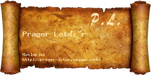 Prager Lotár névjegykártya